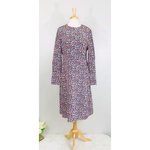 Tory Burch Casual Blue Silk Multi Floral Print Shirt Dress, 14